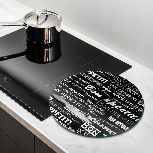 Glass worktop saver Kitchen text Bon Appetit