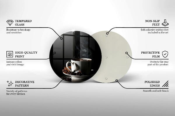 Glass worktop saver A cup of hot coffee