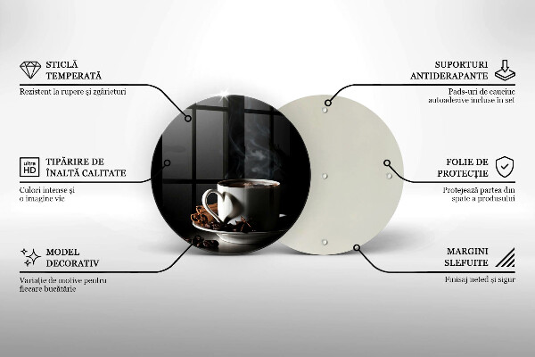 Glass worktop saver A cup of hot coffee