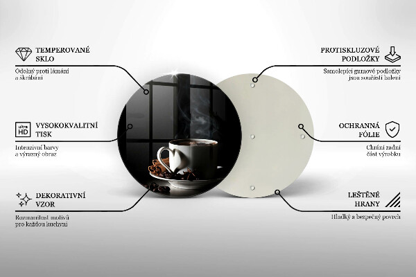 Glass worktop saver A cup of hot coffee