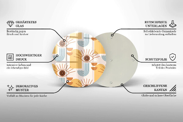 Glass worktop saver Boho pattern eyes