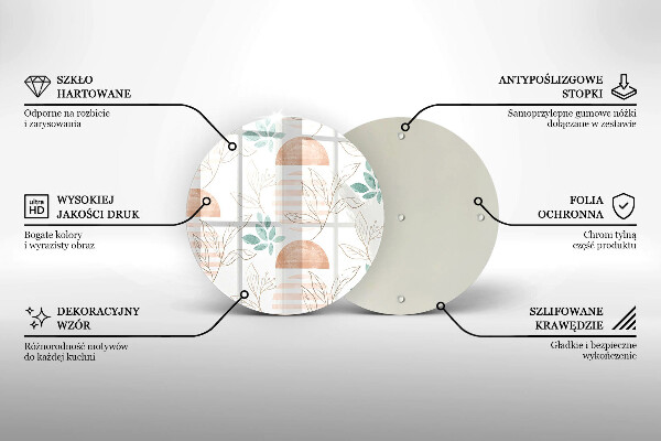 Glass worktop saver Boho pattern leaves