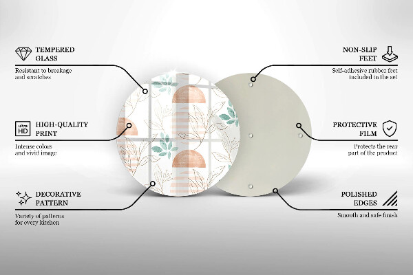 Glass worktop saver Boho pattern leaves