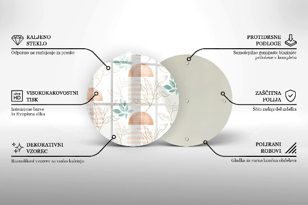 Glass worktop saver Boho pattern leaves