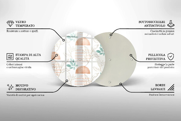 Glass worktop saver Boho pattern leaves