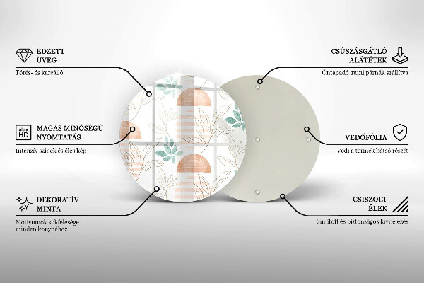 Glass worktop saver Boho pattern leaves