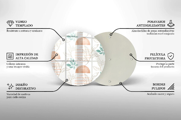 Glass worktop saver Boho pattern leaves