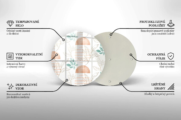 Glass worktop saver Boho pattern leaves