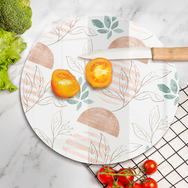 Glass worktop saver Boho pattern leaves