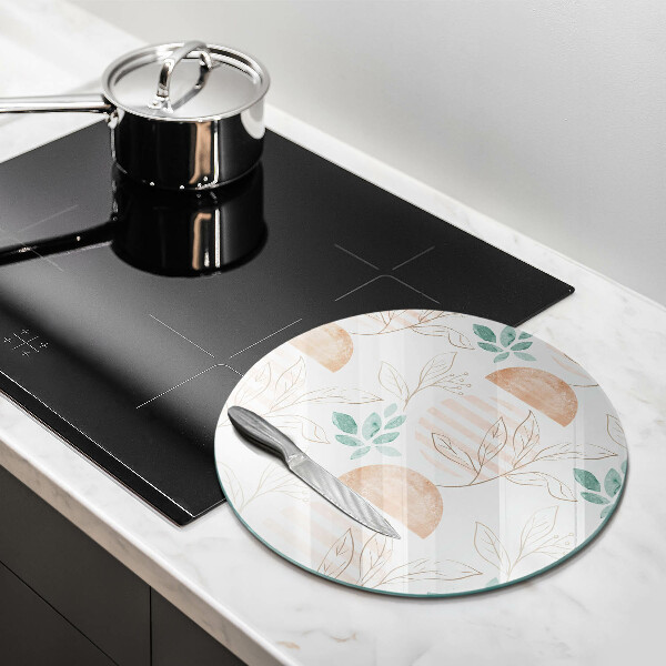 Glass worktop saver Boho pattern leaves
