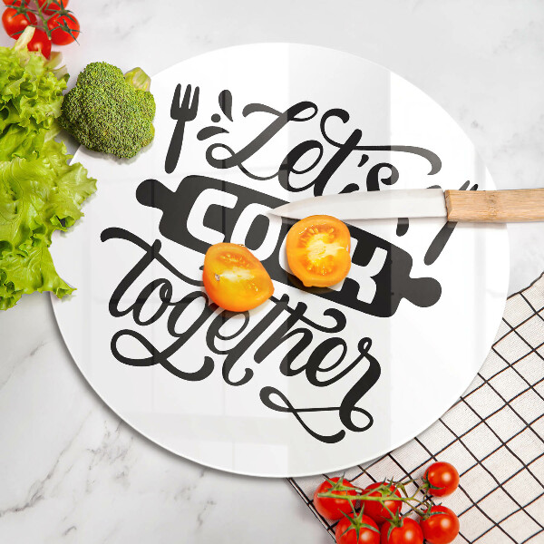 Glass worktop saver The inscription Let's Cook Together