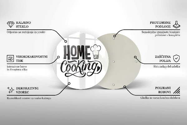 Glass worktop saver Home Cooking inscription