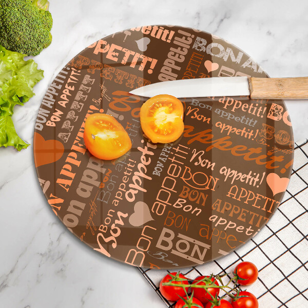 Chopping board Text Bon Appetit