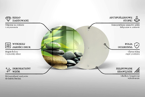 Cutting board Zen bamboo stones