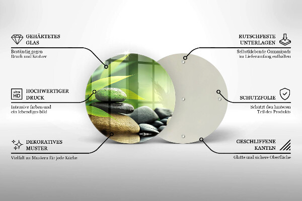 Cutting board Zen bamboo stones