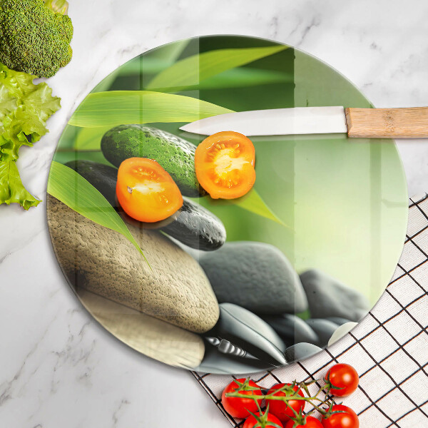 Cutting board Zen bamboo stones