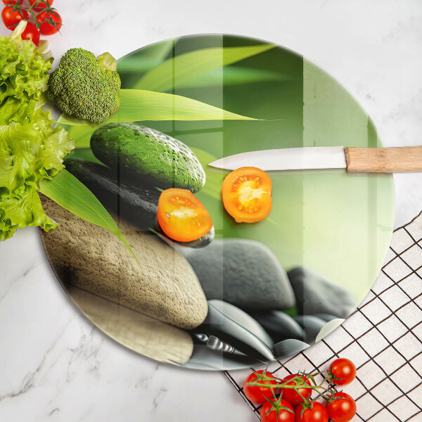 Cutting board Zen bamboo stones