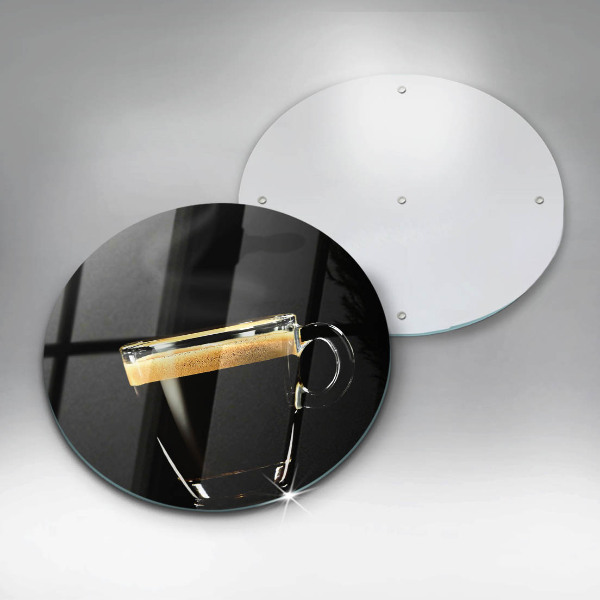 Cutting board A glass of black coffee