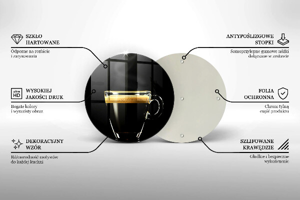Cutting board A glass of black coffee