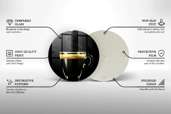 Cutting board A glass of black coffee