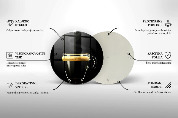 Cutting board A glass of black coffee