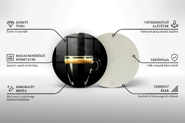 Cutting board A glass of black coffee