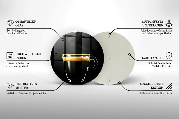 Cutting board A glass of black coffee