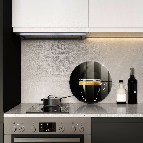 Cutting board A glass of black coffee