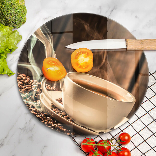Cutting board Cup and coffee beans