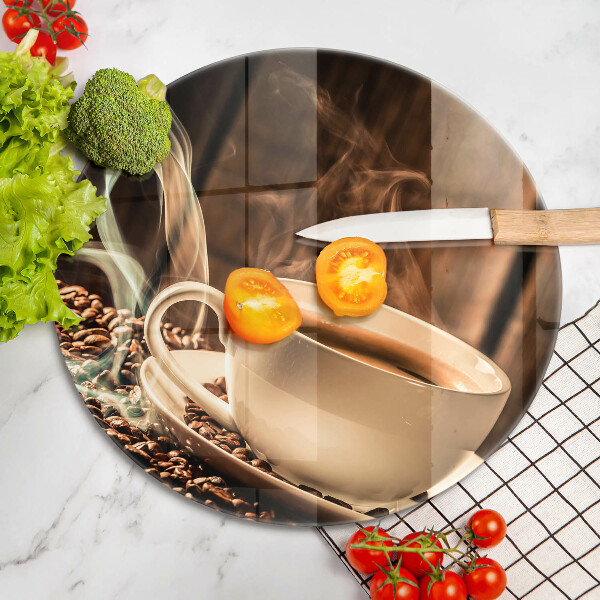 Cutting board Cup and coffee beans