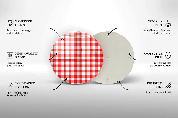 Chopping board Red white grille