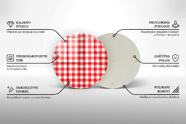 Chopping board Red white grille