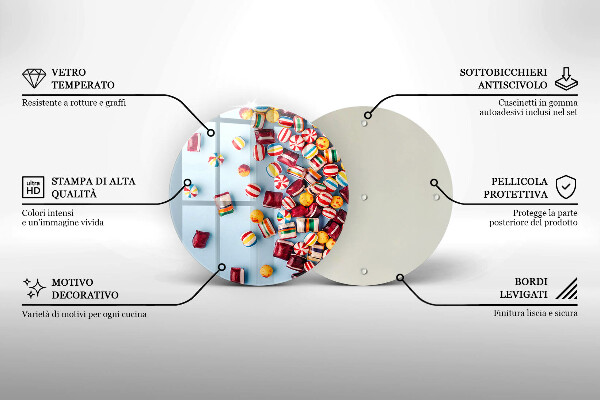 Chopping board Colorful candies