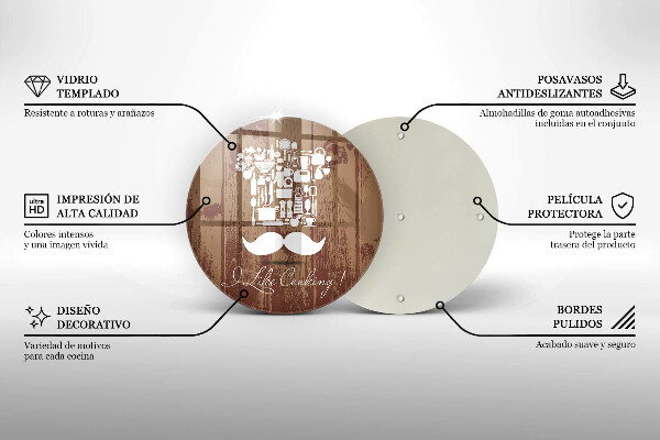 Chopping board glass Inscription and like cooking