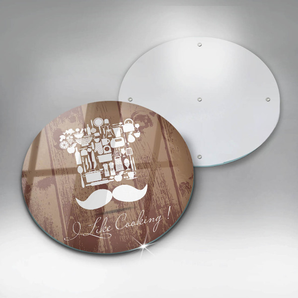 Chopping board glass Inscription and like cooking