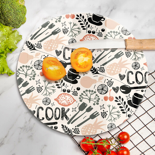 Chopping board glass Drawing kitchen theme