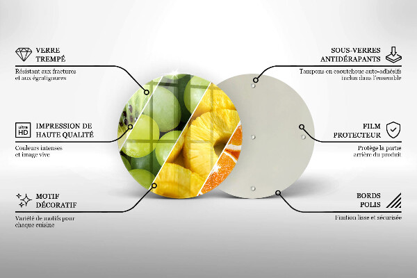 Chopping board glass Colorful fruit