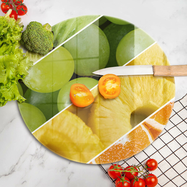 Chopping board glass Colorful fruit