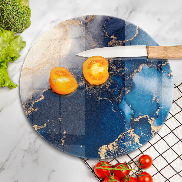 Chopping board glass Elegant background and gold