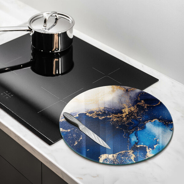 Chopping board glass Elegant background and gold