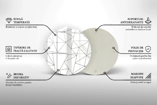 Chopping board glass White triangles