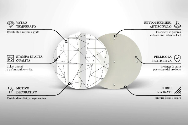 Chopping board glass White triangles