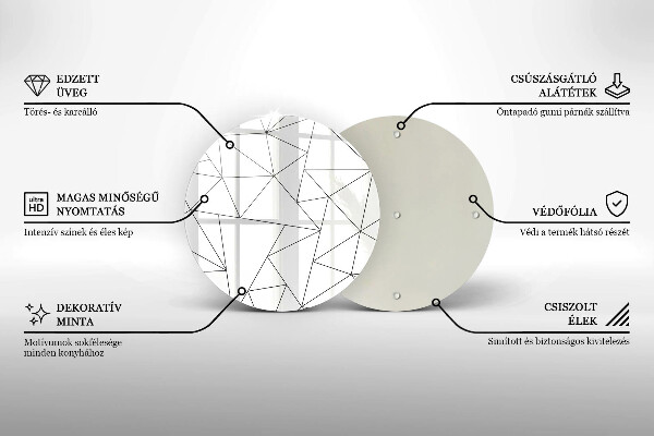 Chopping board glass White triangles