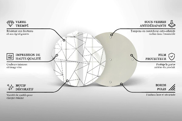 Chopping board glass White triangles