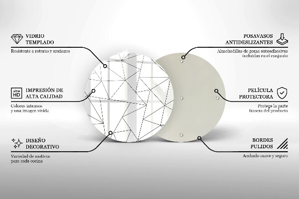 Chopping board glass White triangles