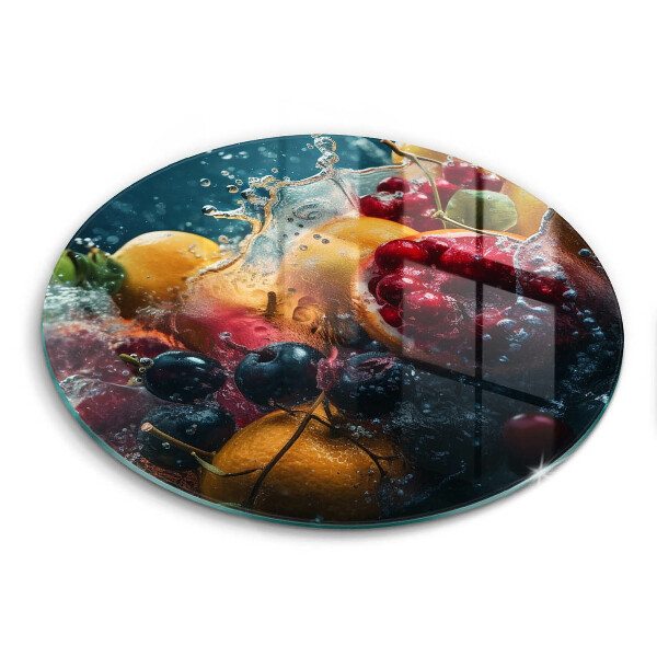 Chopping board glass Fruits in water