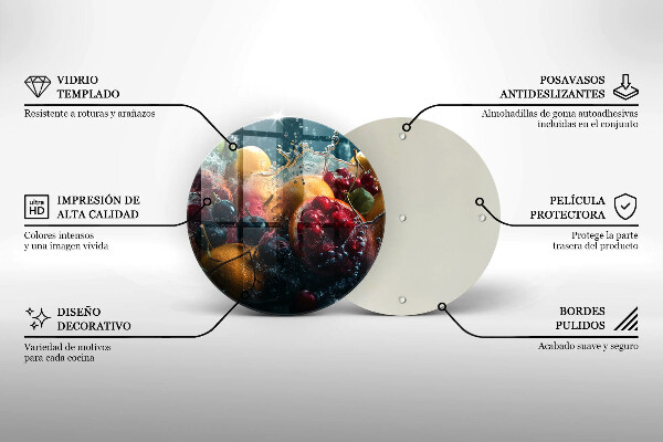 Chopping board glass Fruits in water