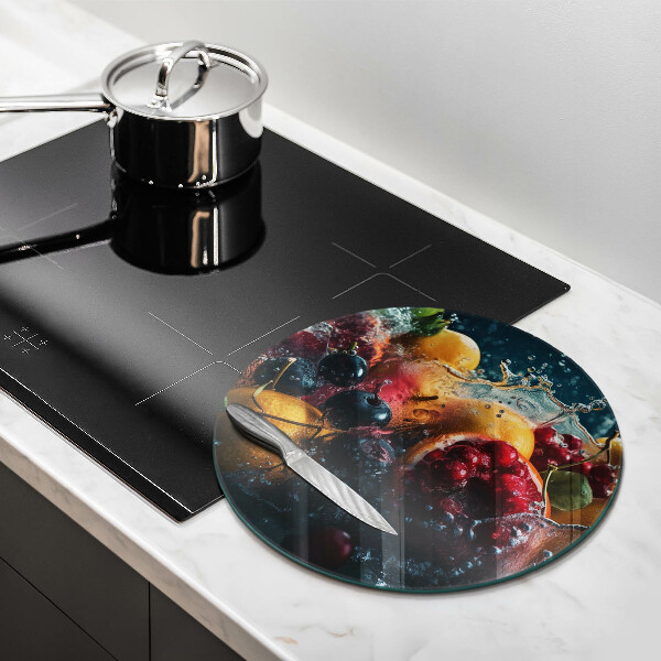 Chopping board glass Fruits in water