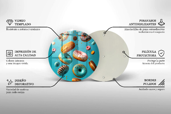 Chopping board glass Colorful donuts