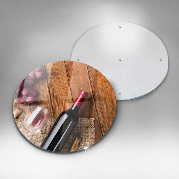 Chopping board glass A bottle of red wine